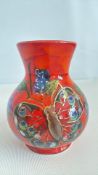 Anita harris butterfly vase signed in gold