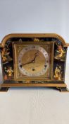 Elliott of London lacquered Chinoiserie mantel clock