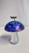 John Ditchfield art glass mushroom with dragonfly, Glasform