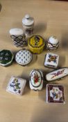 Collection of ceramic trinket boxes