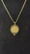 9ct Gold chain & pendant St George coin pendant We