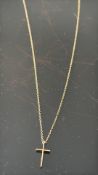 9ct Gold cross & chain Weight 1.5g