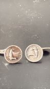 Pair of Georg Jenson Danish sterling silver Viking longship cufflinks