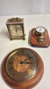Group of Three Brass-Mounted Quartz Clocks