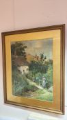 Tom Clough signed watercolour landscape (83cm x 70cm including frame)