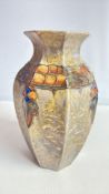 Cranston Pottery tubelined octagonal Art Nouveau vase (height 28cm)