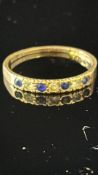 9ct Gold ring set with blue & white stones 1.4g Si