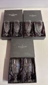 Set of 6 Waterford Crystal champagne flutes with presentation boxes