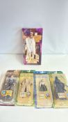 Group of boxed action figures: Ali G and Lord of the Rings characters