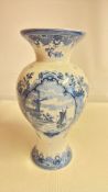 Delft blue and white earthenware vase (height 28cm)
