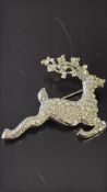 Reindeer pin brooch made with Swarovski elements