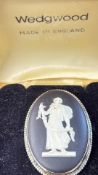 Wedgwood sterling silver-mounted black jasperware cameo brooch
