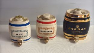 Set of three ceramic spirit barrel dispensers