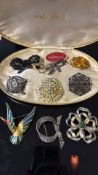 Collection of vintage pin brooches