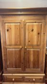 Pine double wardrobe with drawers