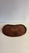 Edwardian inlaid kidney shape tray