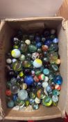 Box of assorted glass marbles