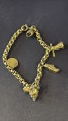 Silver charm bracelet with 5 charms Weight 27g