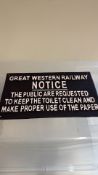 Cast iron Great western railway notice sign