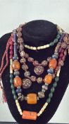 Natural hardstone African necklaces, possibly trib