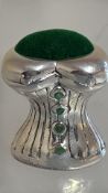 Silver corset basque green silver dress makers pin