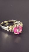 9ct Gold ring set with pink sapphire Weight 3.2g