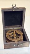 Boxed brass sundial compass