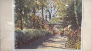 Terry Halpin, The Lych Gate, Rivington framed print (42cm x 36cm including frame)