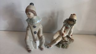 Two Lladro porcelain clown figurines