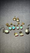 Collection of opal earrings, some marked 9ct gold