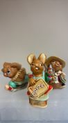Set of 3 Pendelfin hand-painted stonecraft rabbit figurines—‘Blazer’, ‘Judge’ and ‘Morris’—