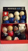 Collection of assorted mid-20th-century celluloid-wrapped and unwrapped golf balls, including