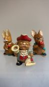 Set of 3 Pendelfin hand-painted stonecraft rabbit figurines—“Arkwright”, “Bellman” and “Scrumpy”—