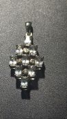 9ct White gold pendant set with white stones Weigh