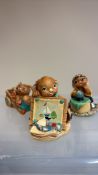 Set of 3 Pendelfin hand-painted stonecraft rabbit figurines, including “Angelo” map-reader,