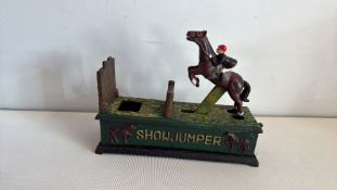 Cast iron Show Jumper mechanical bank