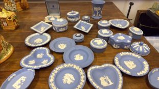 Collection of Wedgwood blue jasperware items