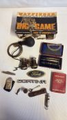Mixed vintage automobilia, games and pocket accessories