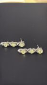 Pair of 9ct white gold earring set with cabochon g