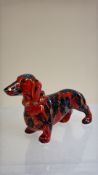 Anita Harris dachshund dog signed in gold
