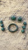 Jade ring and two pairs of jade earrings