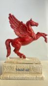 Cast iron mobil oil pegasus on base