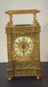 Early 20th century 8 day carriage clock with cream
