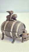 Bronze possibly Austrian 2 cherubs on barrel & nud