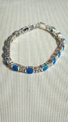 Silver 15 blue opal & 15 cz stones