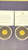 2x 9ct Gold coins (Proof limited edition) St Chris