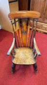Victorian Windsor Elm and Beech Rocking Armchair