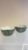 Pair of Chinese famille-noir enamelled lobed bowls