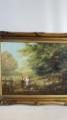 Barry Hilton Pastoral Landscape Oil Painting (49cm x 39cm including frame)