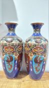 Pair of Japanese Satsuma-style enamelled vases Height 46 cm